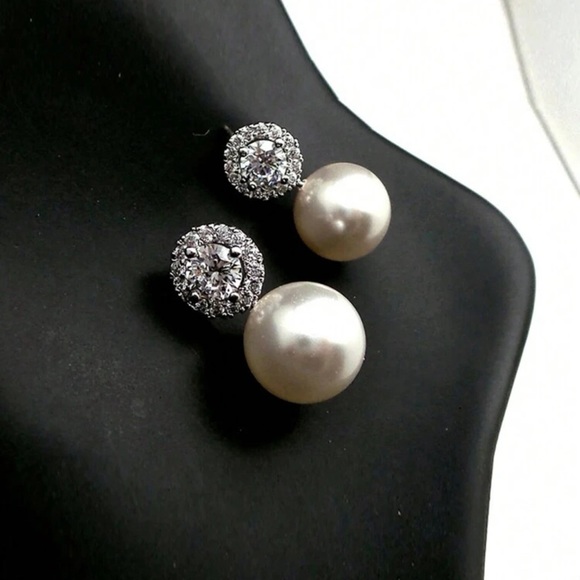 Drop Faux Pearl Earrings, Wedding Bride & Bridesmaid Jewelry Elegant - Picture 2 of 5